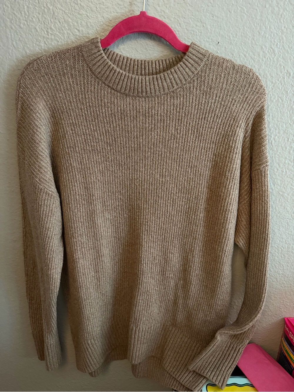 Old Navy Tan Ribbed Crewneck Sweater